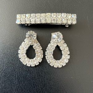 Beautiful Rhinestone Jewelry Set: Barrette and Shoe Clips